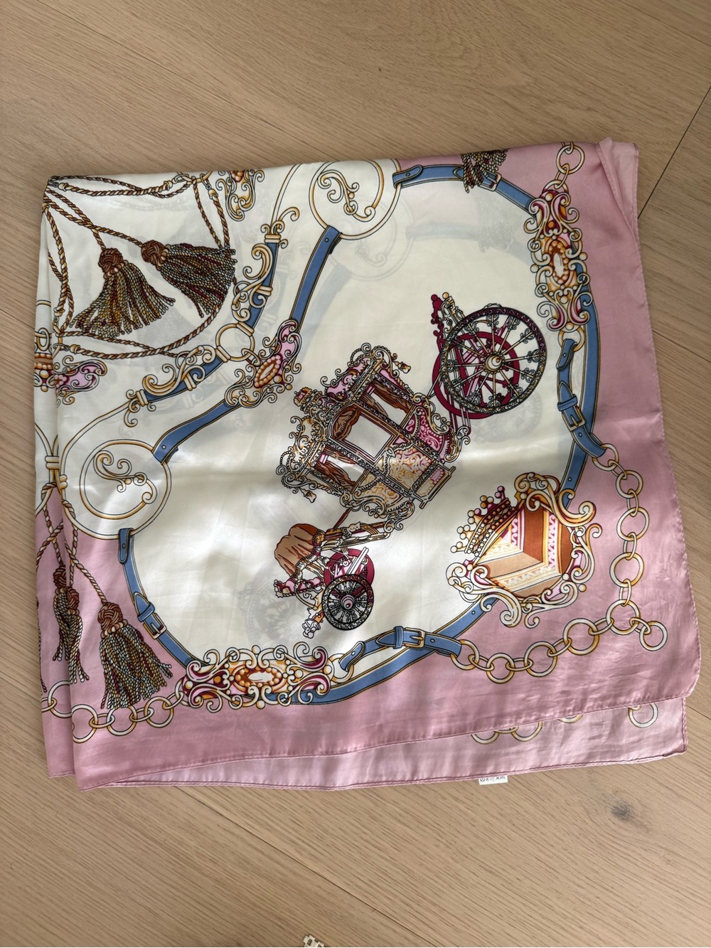 Silk-Feel Pink & Cream Decorative Scarf